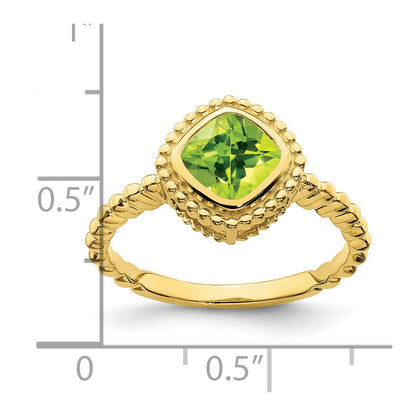 10k 6mm Cushion Peridot Ring