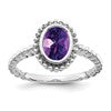 10k White Gold Oval Amethyst Ring