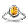 10k White Gold 8x6mm Oval Citrine Ring