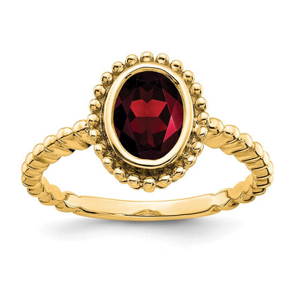 10k 8x6mm Oval Garnet Ring