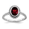 10k White Gold 8x6mm Oval Garnet Ring