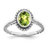 10k White Gold Oval Peridot Ring
