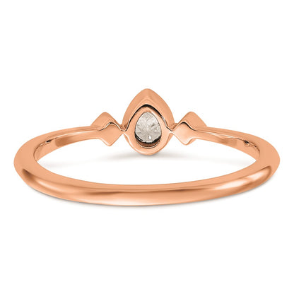 14k Rose Gold Petite 3-Stone 1/15 carat Pear Diamond Complete Promise/Engagement Ring