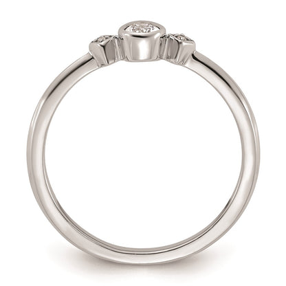 14k White Gold Petite 3-Stone 1/15 carat Pear Diamond Complete Promise/Engagement Ring