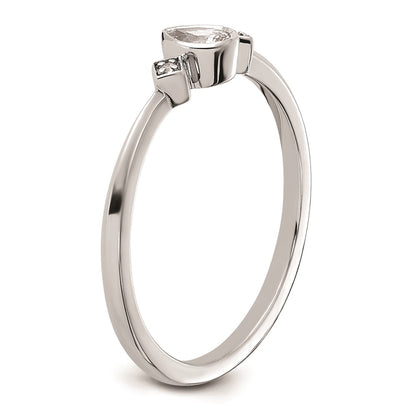 14k White Gold Petite 3-Stone 1/15 carat Pear Diamond Complete Promise/Engagement Ring