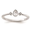 14k White Gold Petite 3-Stone 1/15 carat Pear Diamond Complete Promise/Engagement Ring