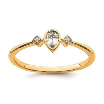 14k Petite 3-Stone 1/15 carat Pear Diamond Complete Promise/Engagement Ring
