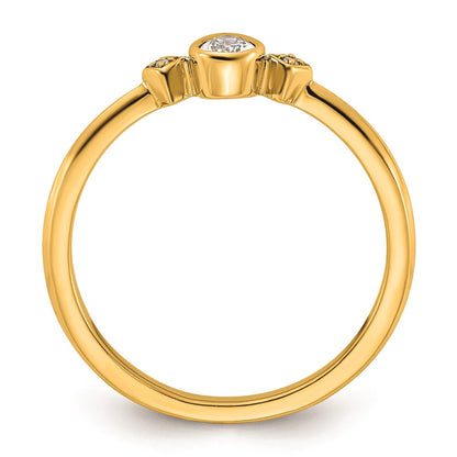 14k Petite 3-Stone 1/15 carat Pear Diamond Complete Promise/Engagement Ring