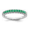 10K White Gold Emerald and 1/20 carat Diamond Band