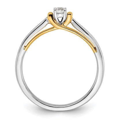 14k Two-tone 1/8 carat Lab Grown Diamond VS/SI+ G+ Complete Petite Engagement Ring