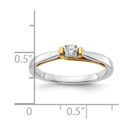 14k Two-tone 1/8 carat Lab Grown Diamond VS/SI+ G+ Complete Petite Engagement Ring