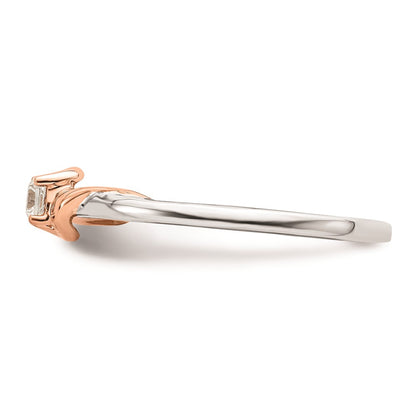 First Promise 14k White and Rose Gold 1/10 carat Round Diamond Complete Promise/Engagement Ring