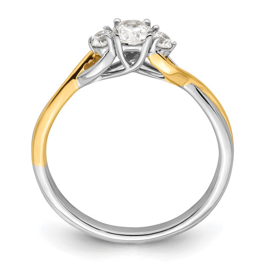 14k Two-tone 1/3 carat Lab Grown Diamond VS/SI+ G+ Complete Petite Engagement Ring