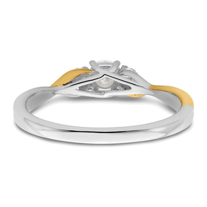 14k Two-tone 1/3 carat Lab Grown Diamond VS/SI+ G+ Complete Petite Engagement Ring
