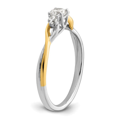 14k Two-tone 1/3 carat Lab Grown Diamond VS/SI+ G+ Complete Petite Engagement Ring