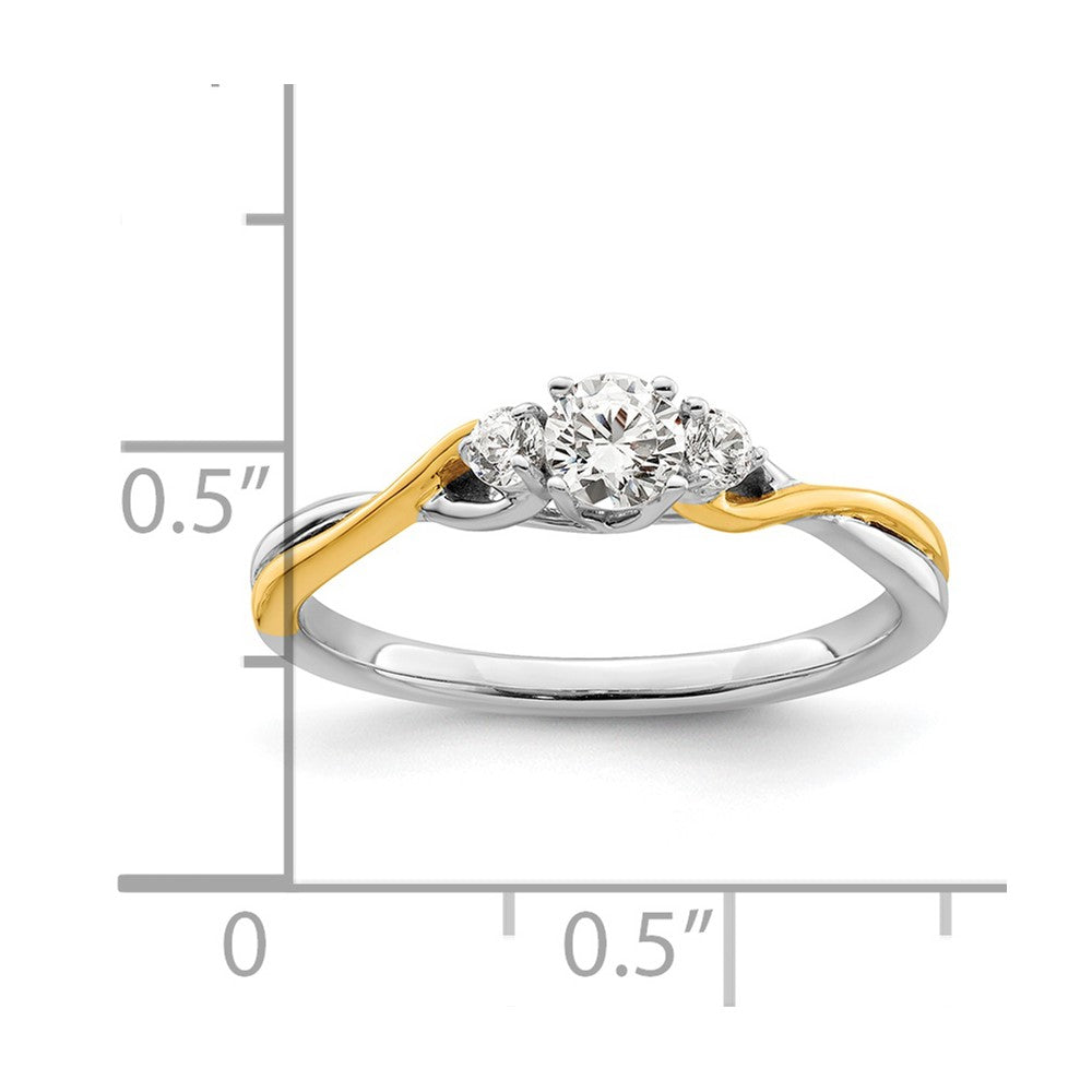 14k Two-tone 1/3 carat Lab Grown Diamond VS/SI+ G+ Complete Petite Engagement Ring