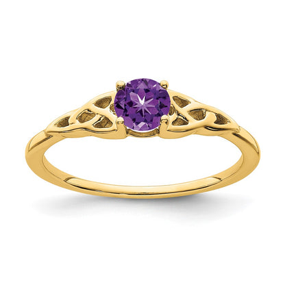 10k 4.5mm Round February/ Amethyst Celtic Knot Size 7 Birthstone Ring