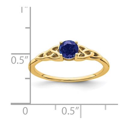 10k 4.5mm Round September/ Lab-Created Sapphire Celtic Knot Size 7 Birthstone Ring
