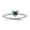10k White Gold Created Emerald Heart Ring