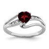 Sterling Silver Rhodium-plated Garnet and Diamond Ring