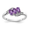 Sterling Silver Rhodium-plated Amethyst and Diamond Ring