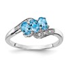 Sterling Silver Rhodium-plated Blue Topaz and Diamond Ring