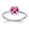 Sterling Silver Rhodium-plated Created Pink Sapphire and Diamond Ring