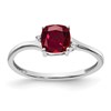 Sterling Silver Rhodium-plated Created Ruby and Diamond Ring