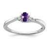 14k White Gold 5x3 Oval February/Amethyst and Diamond Ring