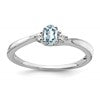 14k White Gold 5x3 Oval March/Aquamarine and Diamond Ring