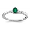 14k White Gold 5x3 Oval May/Lab Created Emerald and Diamond Ring