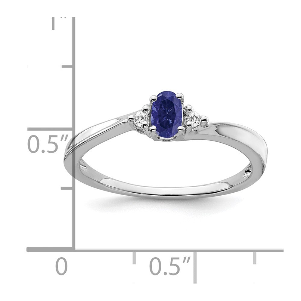 14k White Gold 5x3 Oval September/Lab Created Sapphire and Diamond Ring