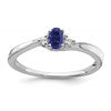 14k White Gold 5x3 Oval September/Lab Created Sapphire and Diamond Ring