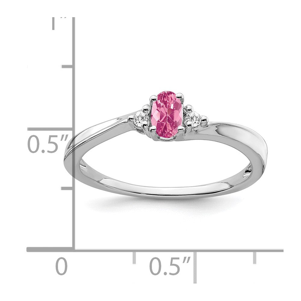 14k White Gold 5x3 Oval October/Pink Tourmaline and Diamond Ring