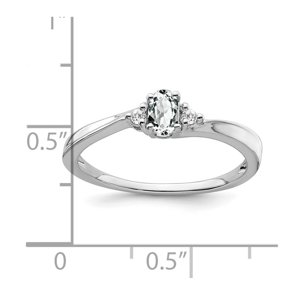 14k White Gold 5x3 Oval April/White Topaz and Diamond Ring