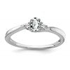 14k White Gold 5x3 Oval April/White Topaz and Diamond Ring