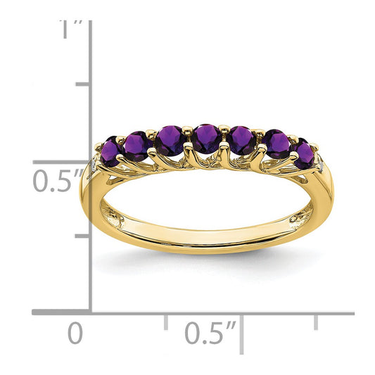 10k February/ Amethyst and Diamond 7-stone Ring