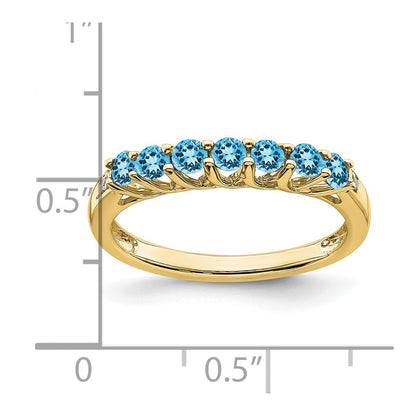 10k December/ Blue Topaz and Diamond 7-stone Ring
