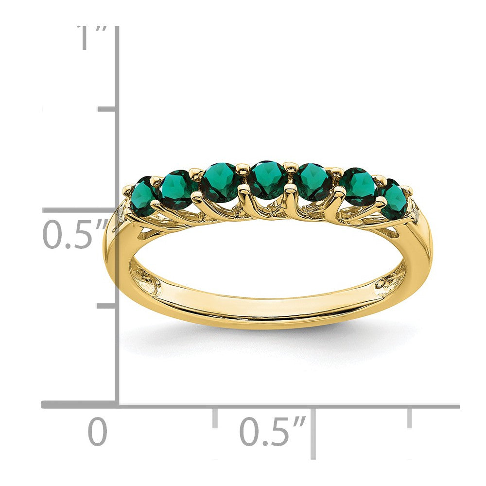 10k Created Alexandrite and Diamond 7-stone Ring