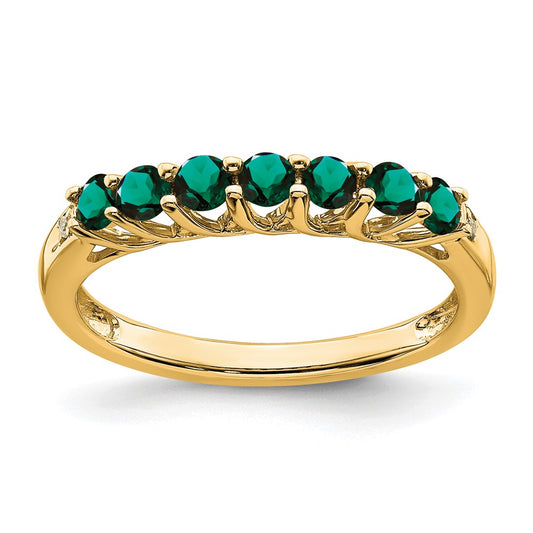 14k Lab Created Alexandrite and Diamond 7-stone Ring