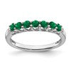 10k White Gold Created Emerald and Diamond 7-stone Ring
