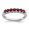 10k White Gold Created Ruby and Diamond 7-stone Ring