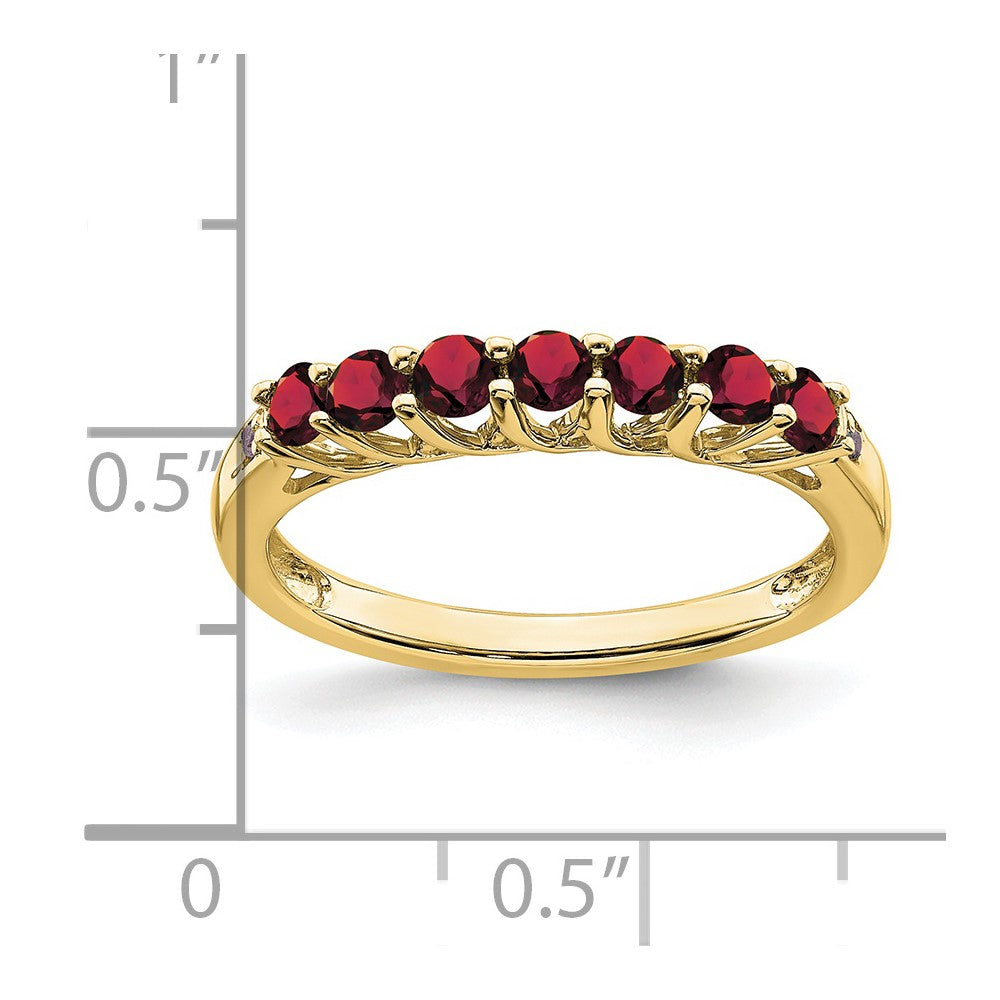 10k Created Ruby and Diamond 7-stone Ring