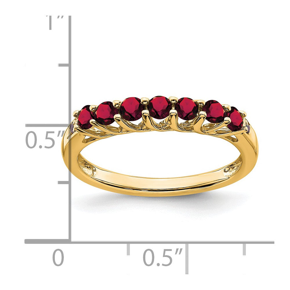 14k Lab Created Ruby and Diamond 7-stone Ring