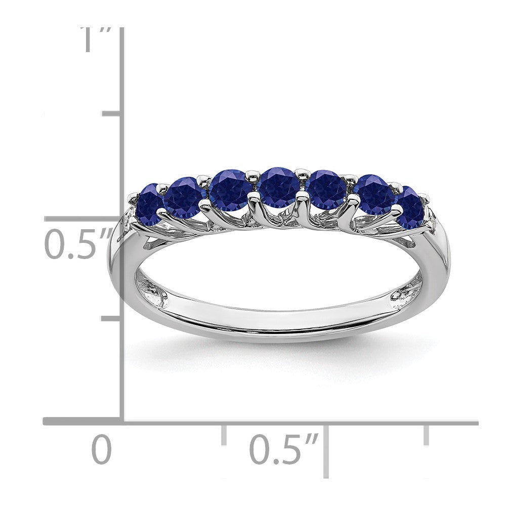 10k White Gold September/ Lab-Created Sapphire and Diamond 7-stone Ring