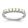 10k White Gold Created Opal and Diamond 7-stone Ring
