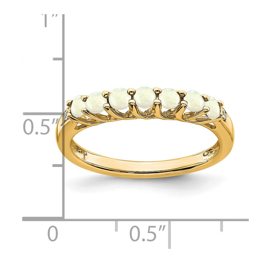 14k Lab Created Opal and Diamond 7-stone Ring