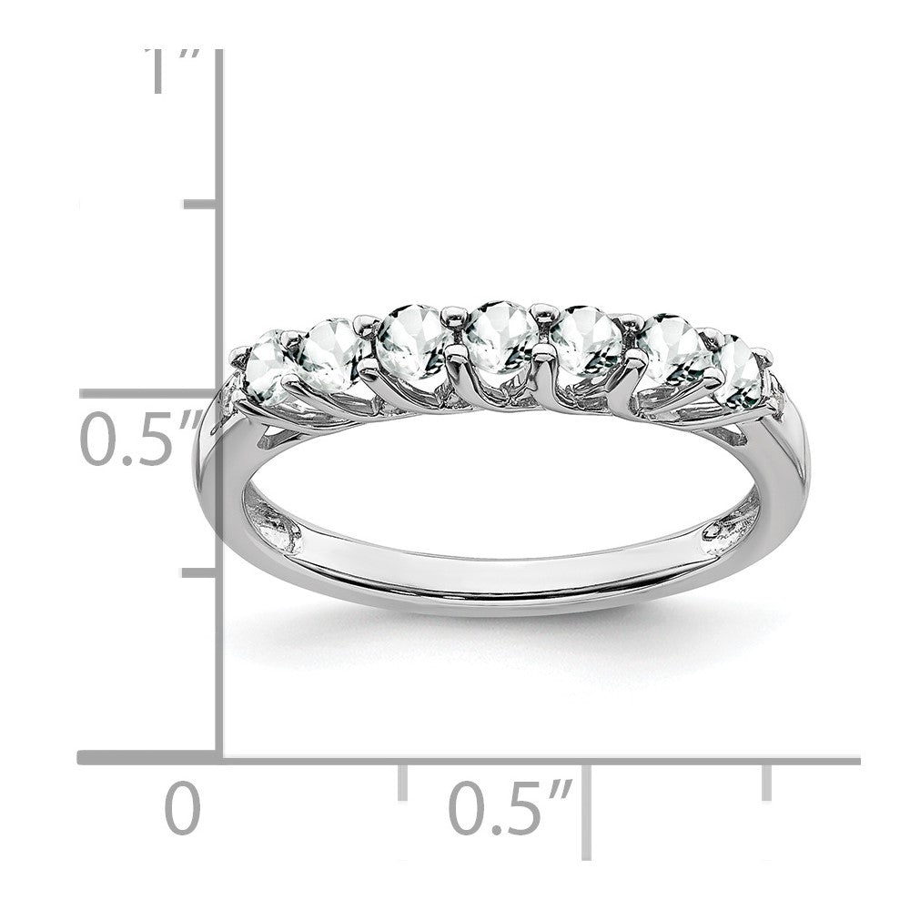 10k White Gold White Topaz and Diamond 7-stone Ring