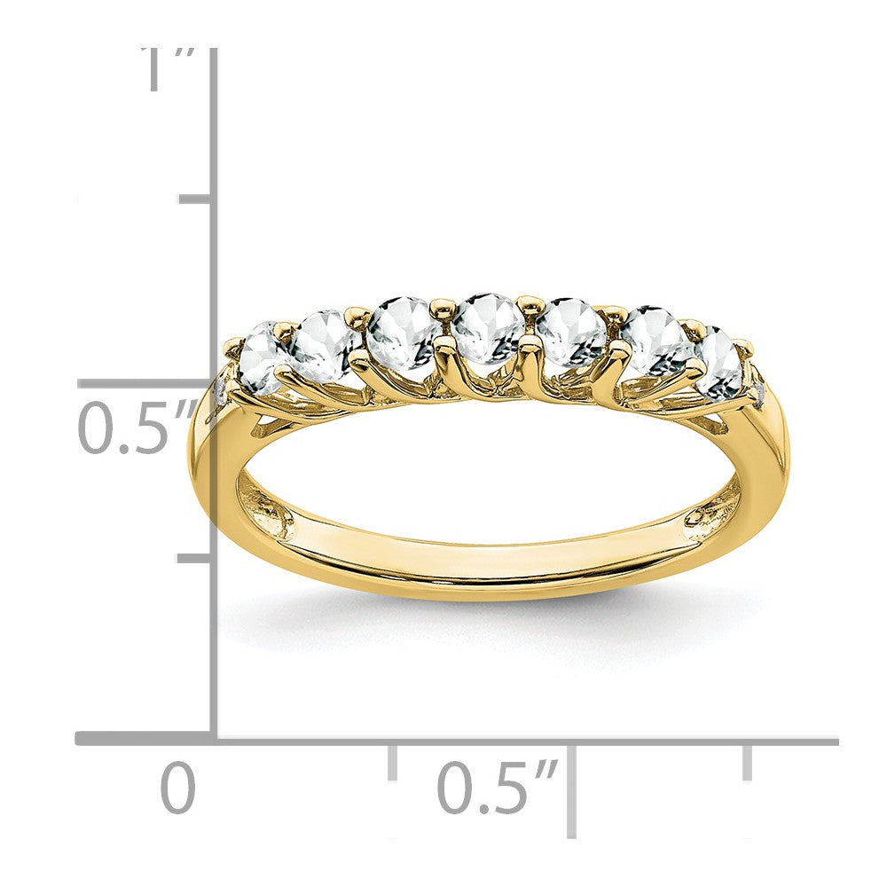 10k White Topaz and Diamond 7-stone Ring