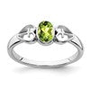 Sterling Silver Rhodium-plated Peridot Ring
